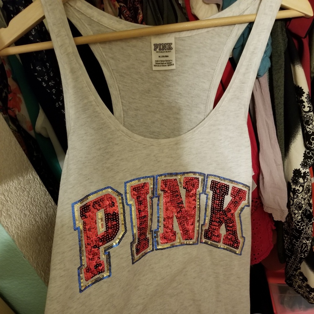 PINK Sequin Tank NWOT